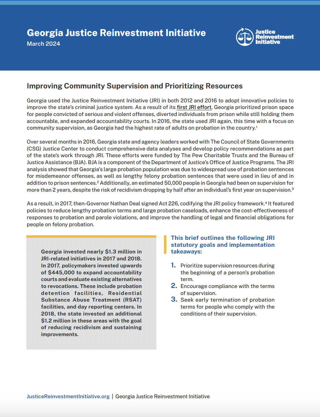 Georgia Justice Reinvestment Initiative